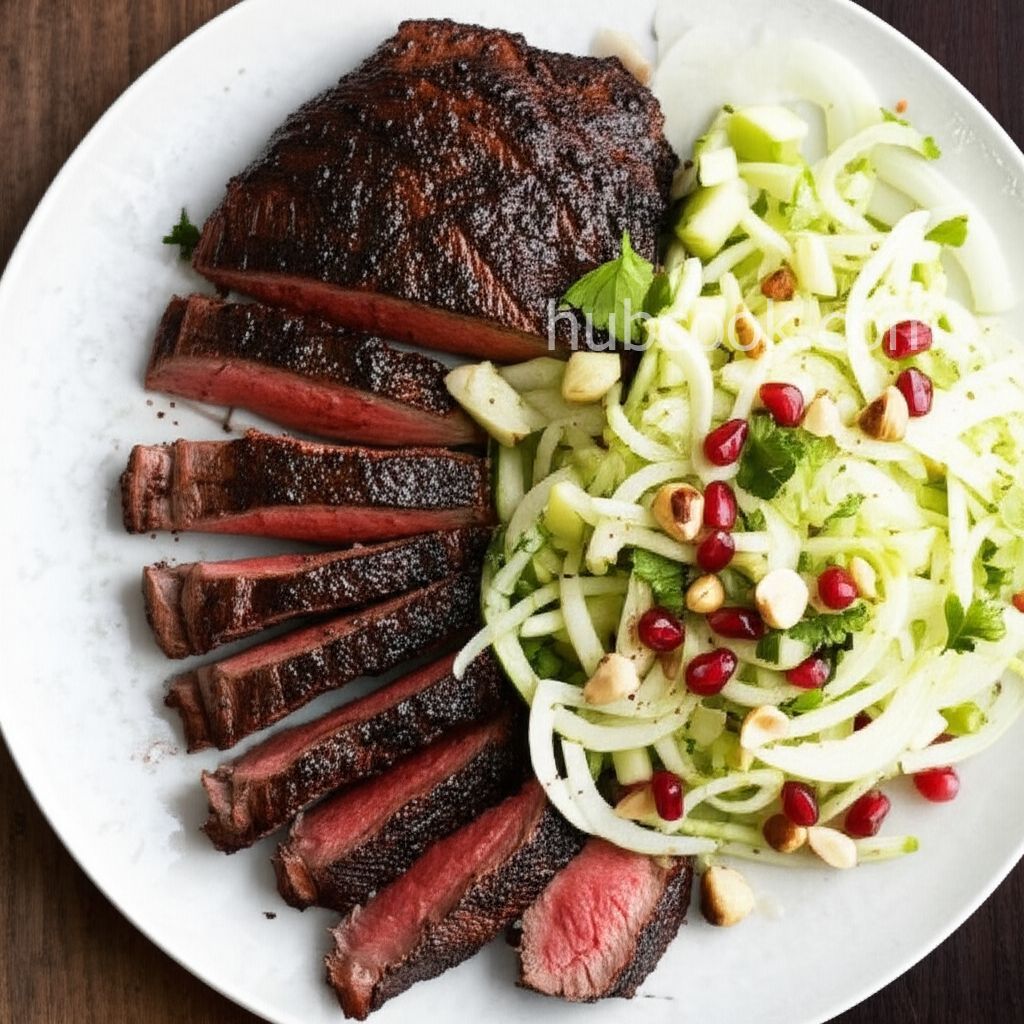 Gabe's Coffee-Crusted Hanger Steak with Apple, Fennel, and Herb Salad