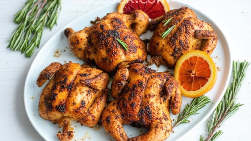 Grilled Game Hens with Blood Orange and Rosemary