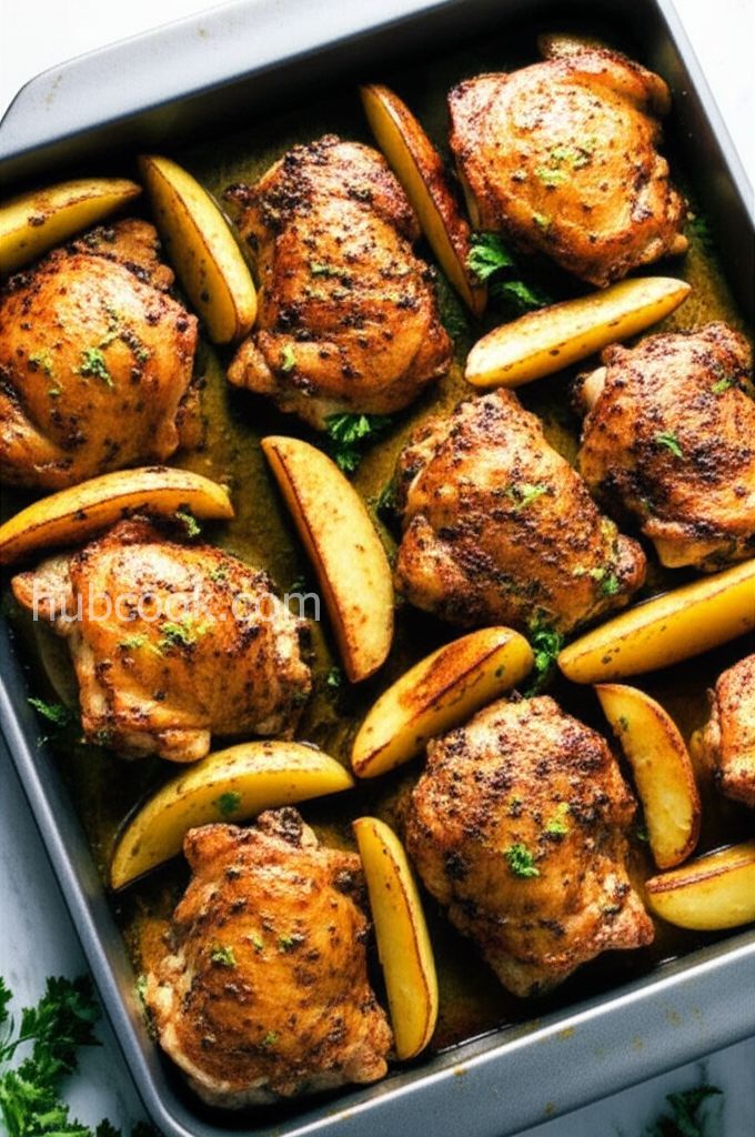 Lemon-Garlic Chicken Thighs and Potatoes