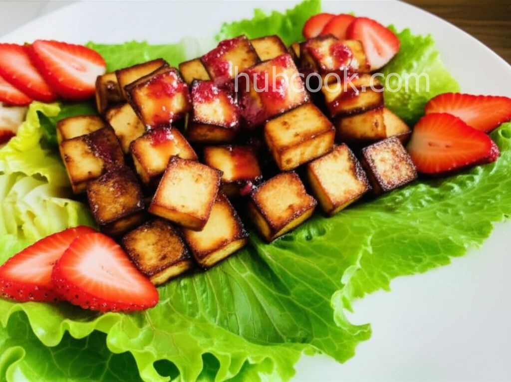 Baked Tofu Bites on a Bed of Leafy Romaine