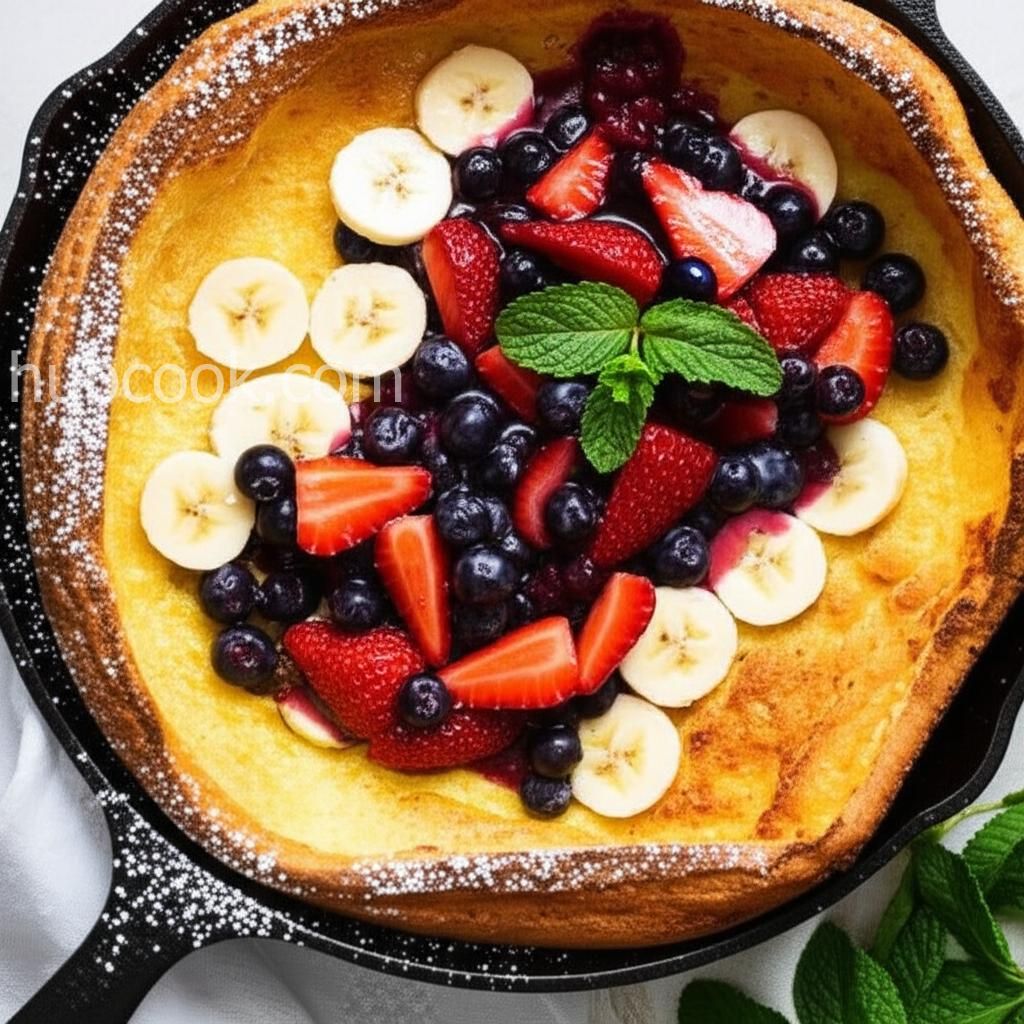 Dutch Baby with Banana-Berry Compote