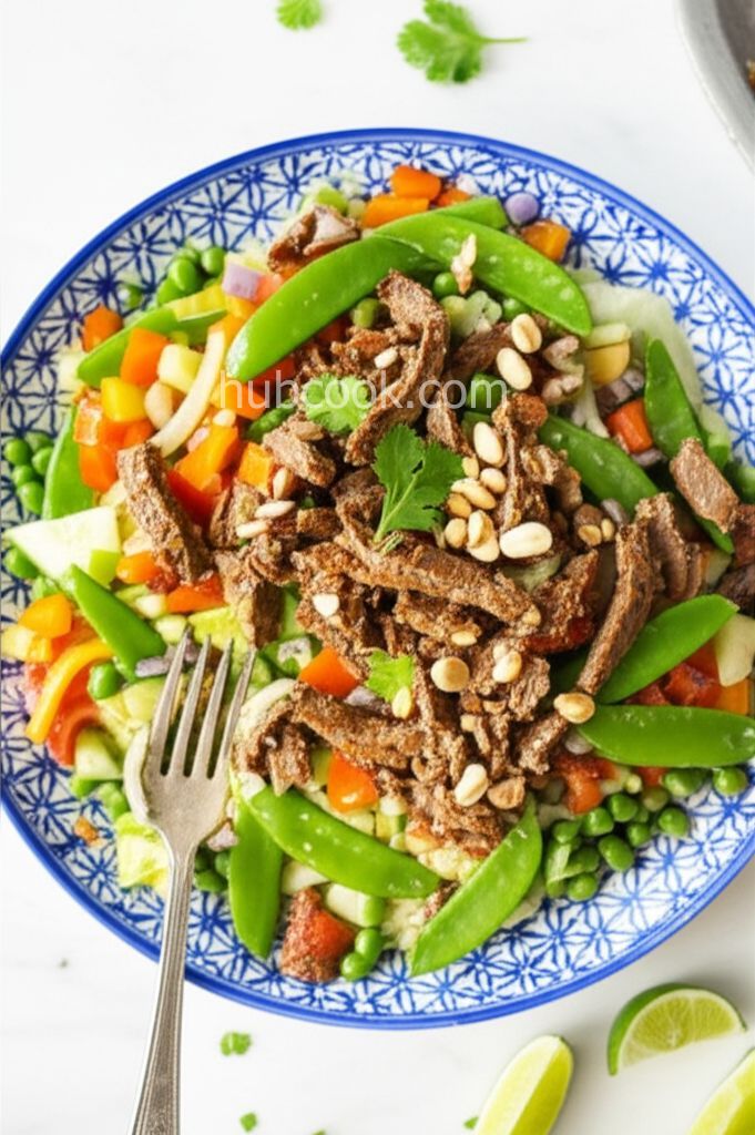 Spicy Gingered Beef and Snap Pea Salad