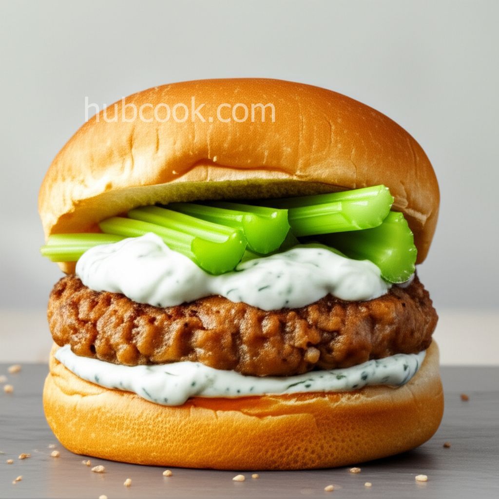 Buffalo Chicken Burgers with Blue Cheese Dressing