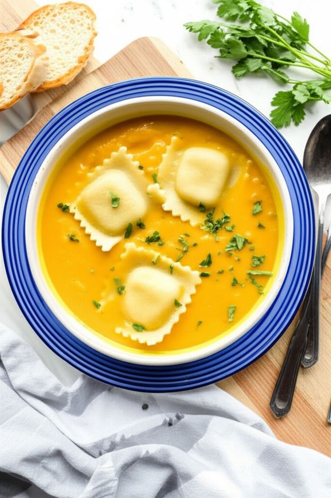 Butternut Squash Soup with Spinach Ravioli