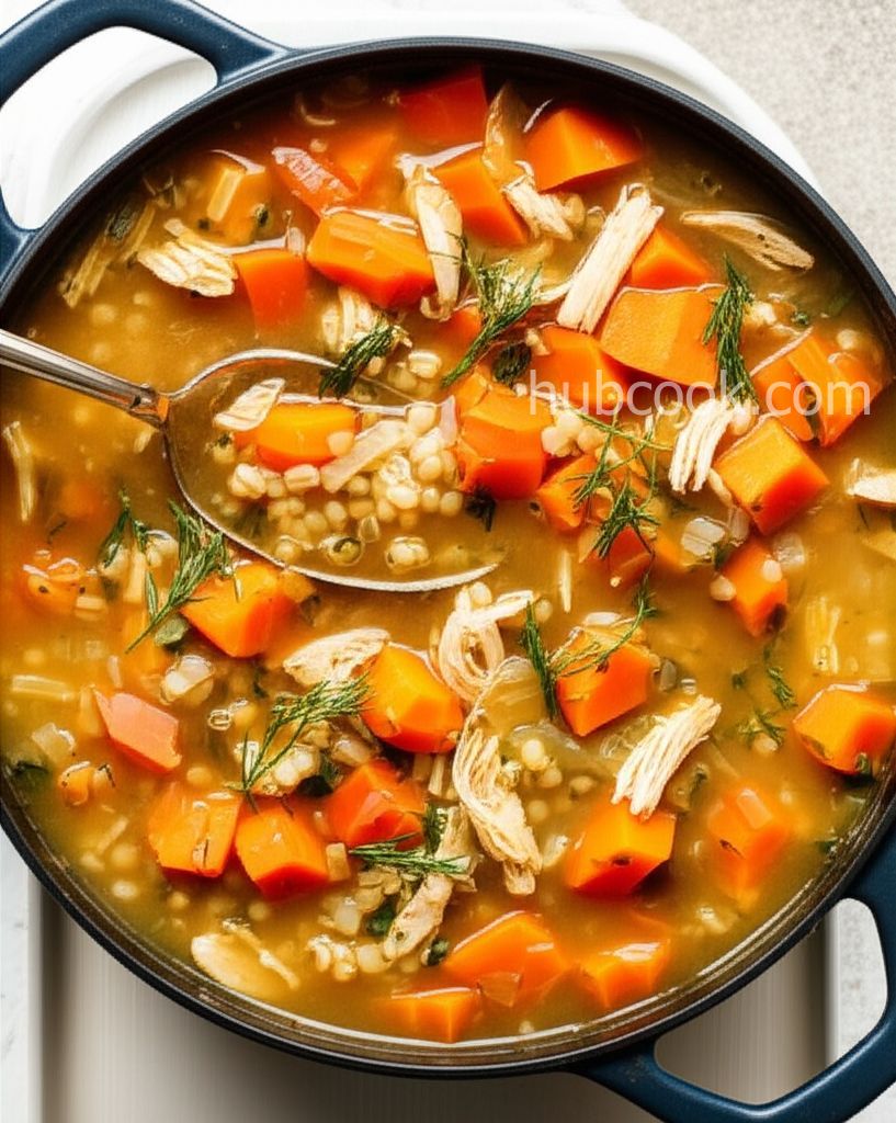 Chicken Barley Soup with Sweet Potato