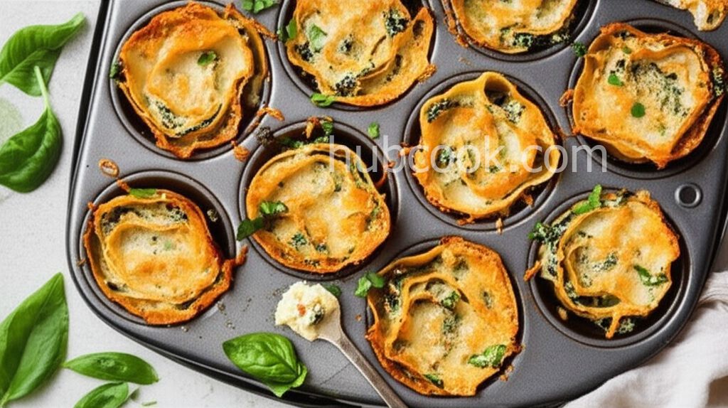 Chicken Florentine Alfredo Lasagna Cups
