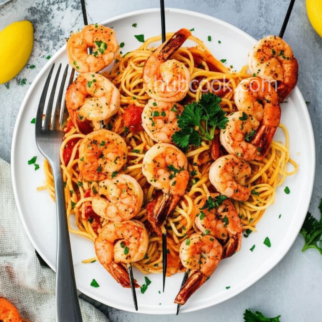 Grilled Shrimp with Fresh Tomato Sauce and Angel Hair Pasta