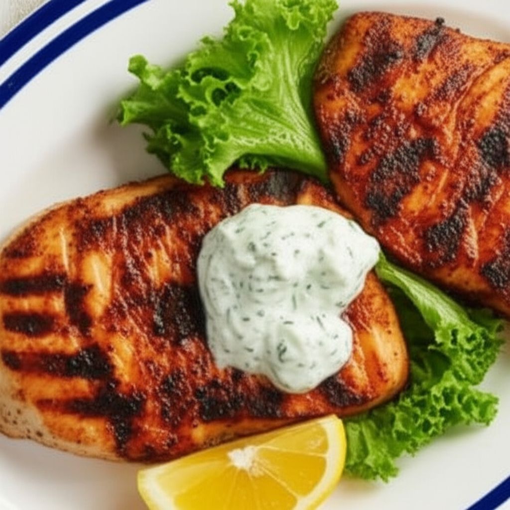 Grilled Swordfish Steaks with Cucumber Sauce