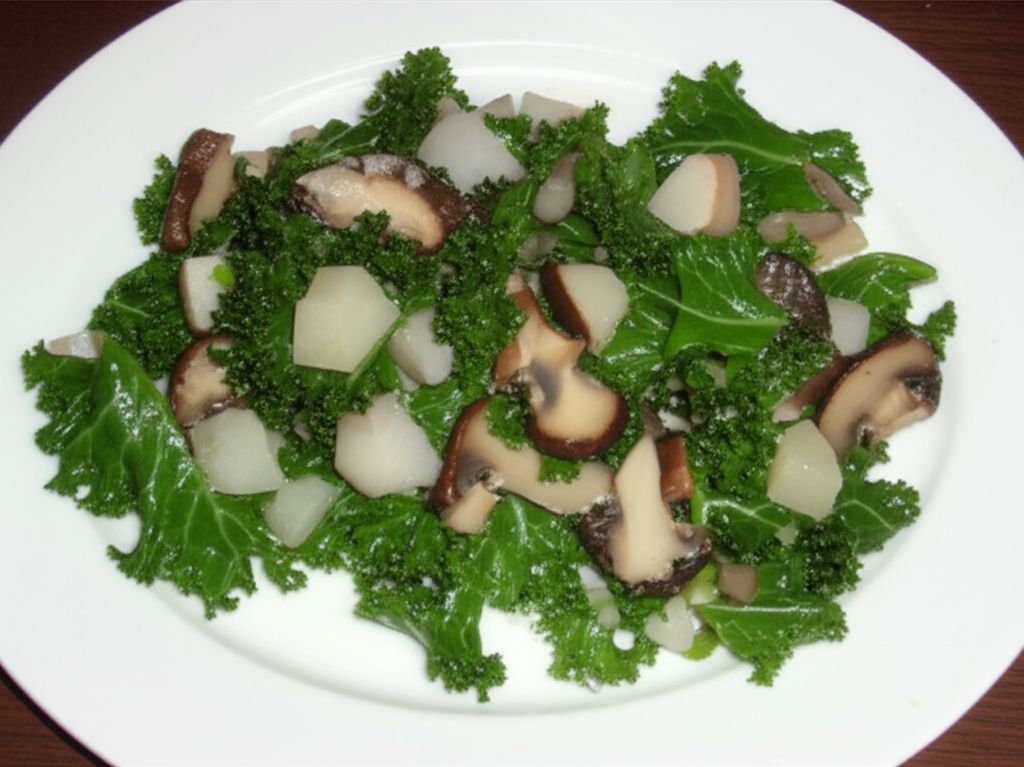 Kohlrabi, Kale, Mushroom, and Bean Saute