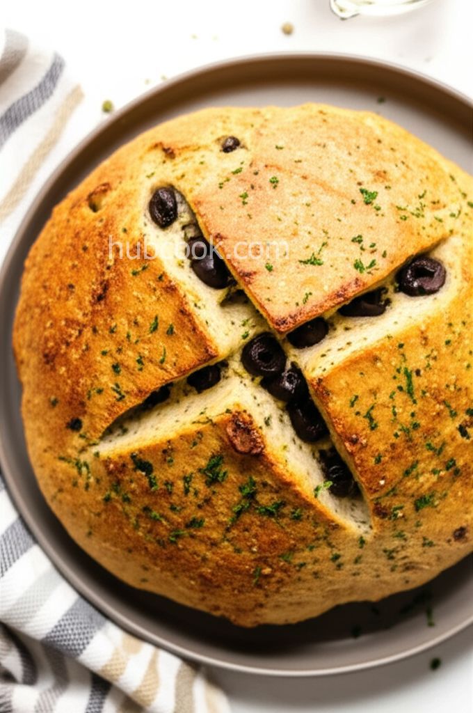 No-Knead Skillet Olive Bread