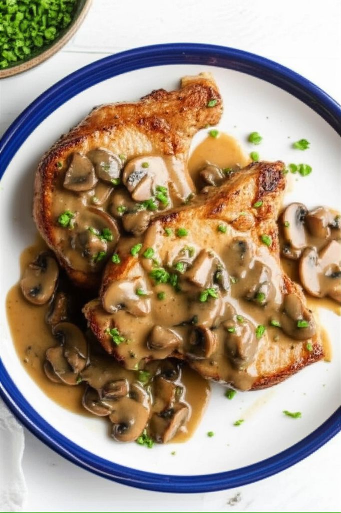 Pork Chops in Garlic Mushroom Sauce
