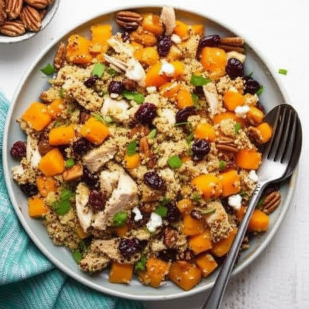 Quinoa with Butternut Squash, Chicken, and Goat Cheese
