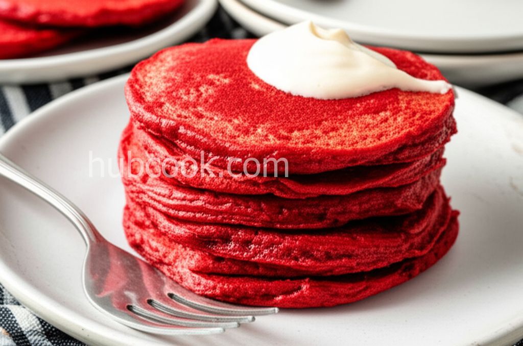 Red Velvet Pancakes with Cream Cheese Glaze