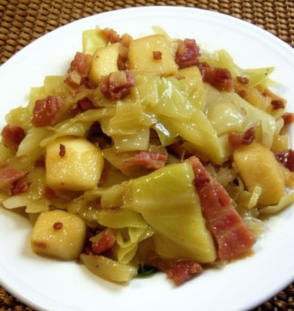 Creamy Cabbage with Apples and Bacon