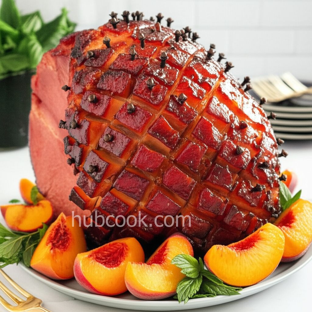 Glazed Ham with Peach-Ginger Sauce