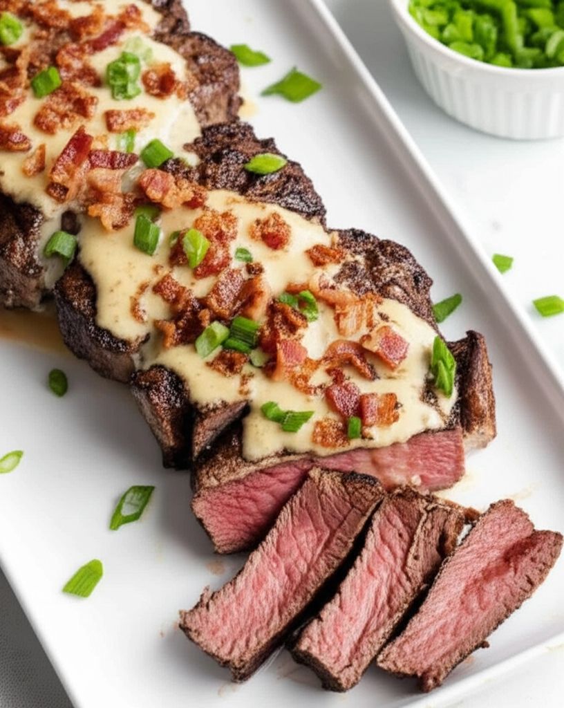 Grilled Filet Mignon with Gorgonzola Cream Sauce