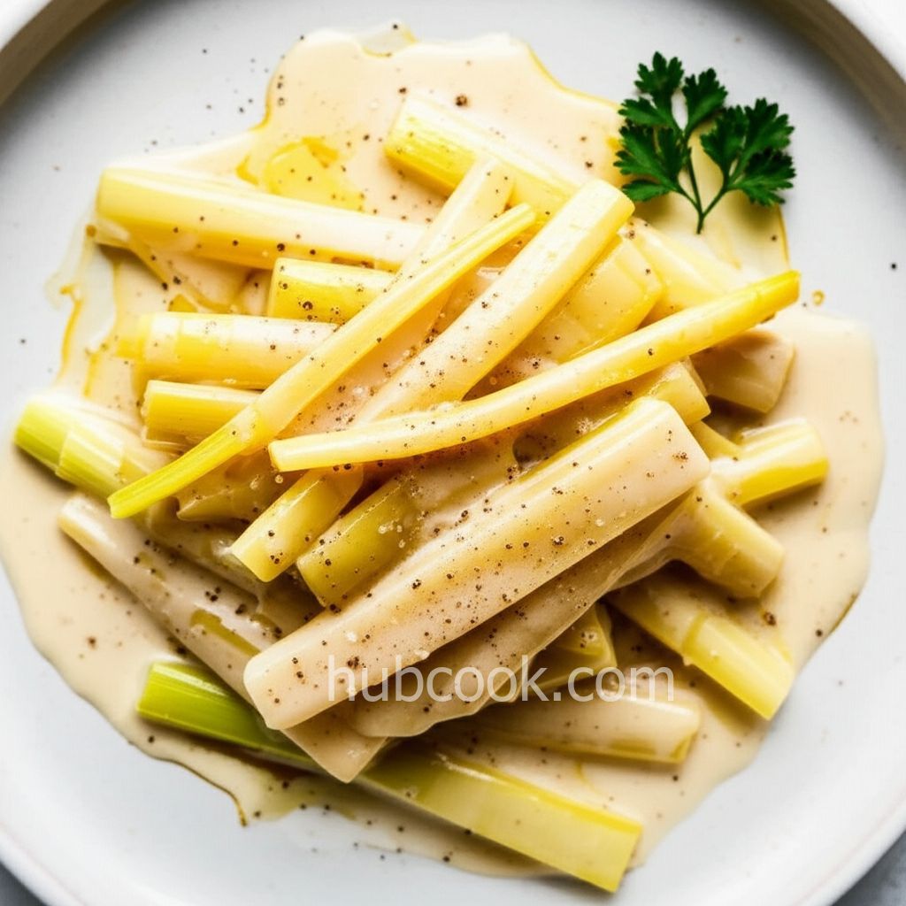 Leeks with Chardonnay and Creme Fraiche
