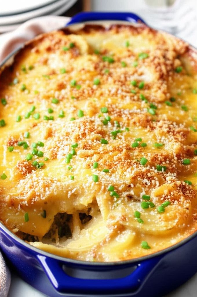 Parmesan-Crusted Au Gratin Potatoes and Onion