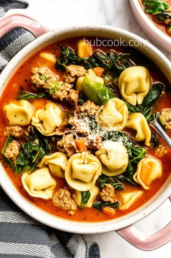 Slow Cooker Sausage Tortellini Soup
