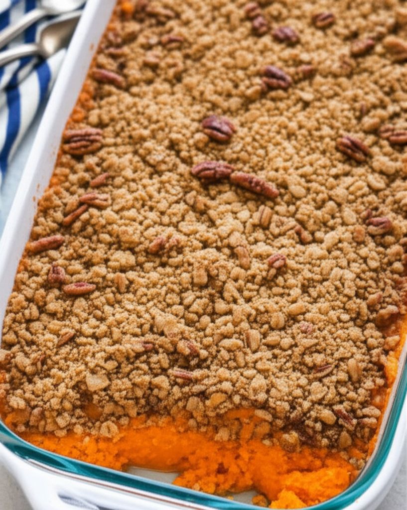 Sweet Potato Streusel Casserole with Coconut
