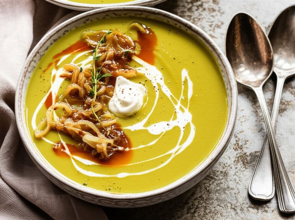 Brussels Sprouts Soup with Caramelized Onions