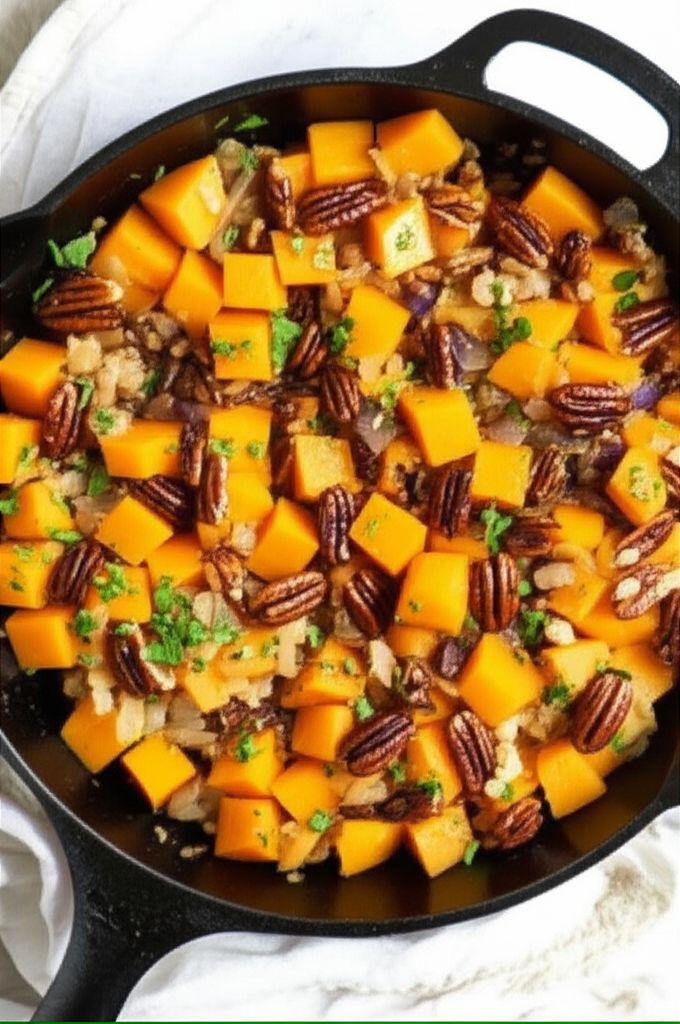 Butternut Squash with Onions and Pecans