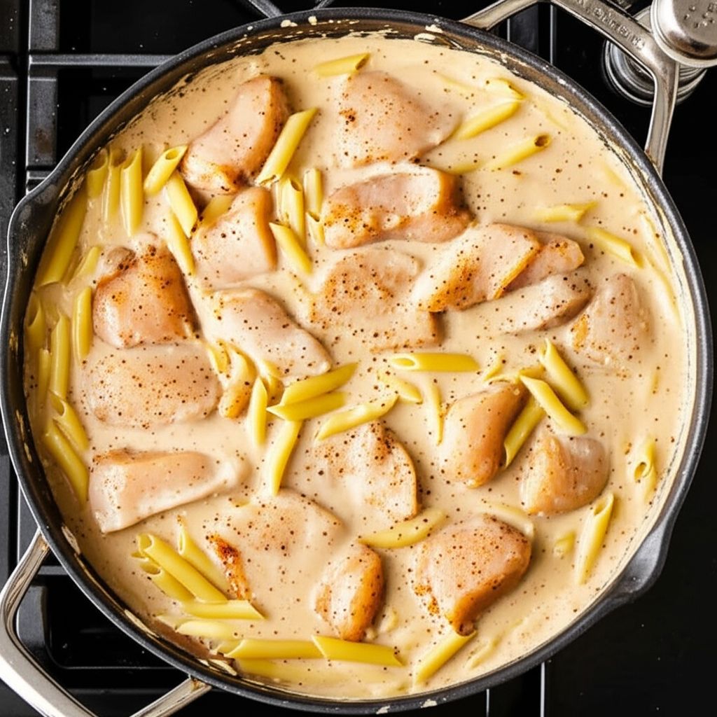 Cheesy Chicken Alfredo Pasta Bake