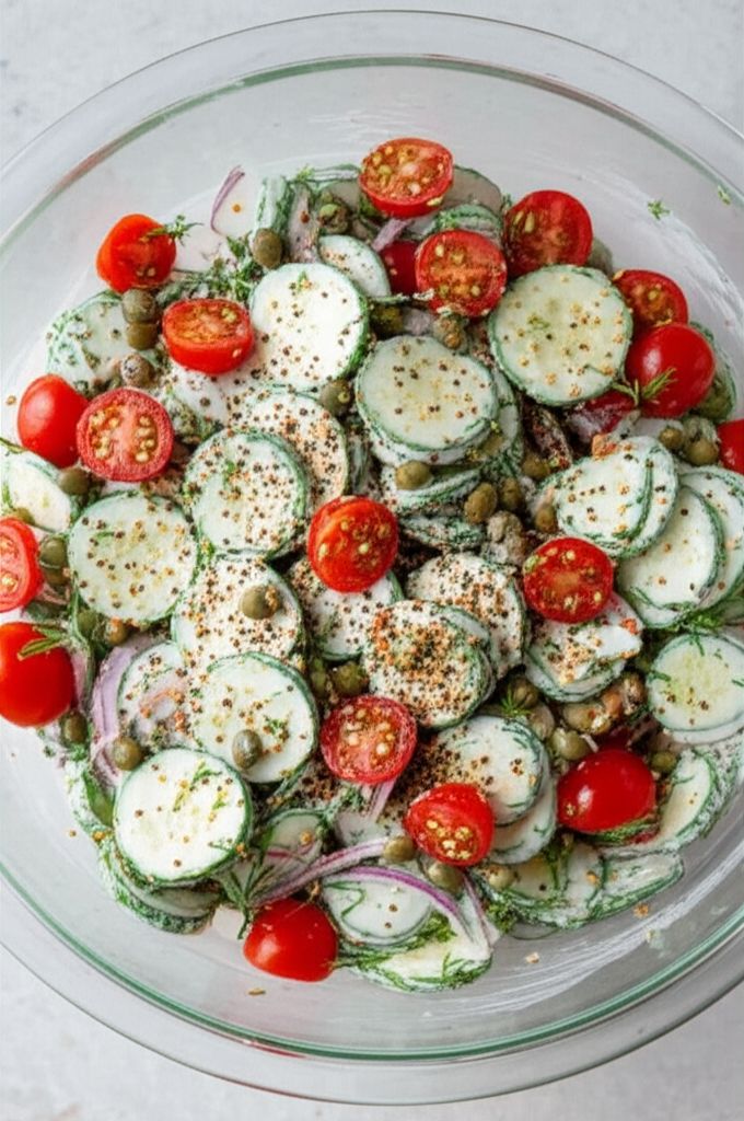 Creamy Everything Bagel Cucumber Salad