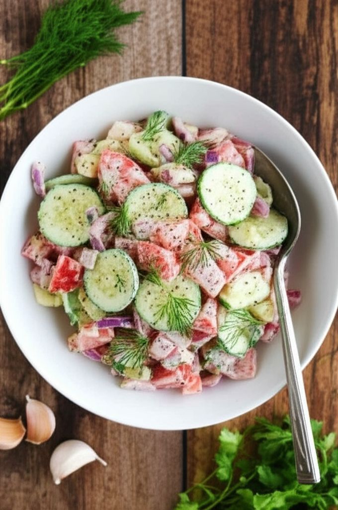 Cucumber and Tomato Salad with Mayo