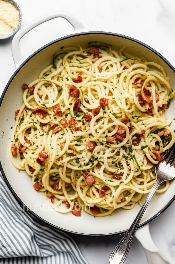 Kohlrabi "Noodles" with Bacon and Parmesan