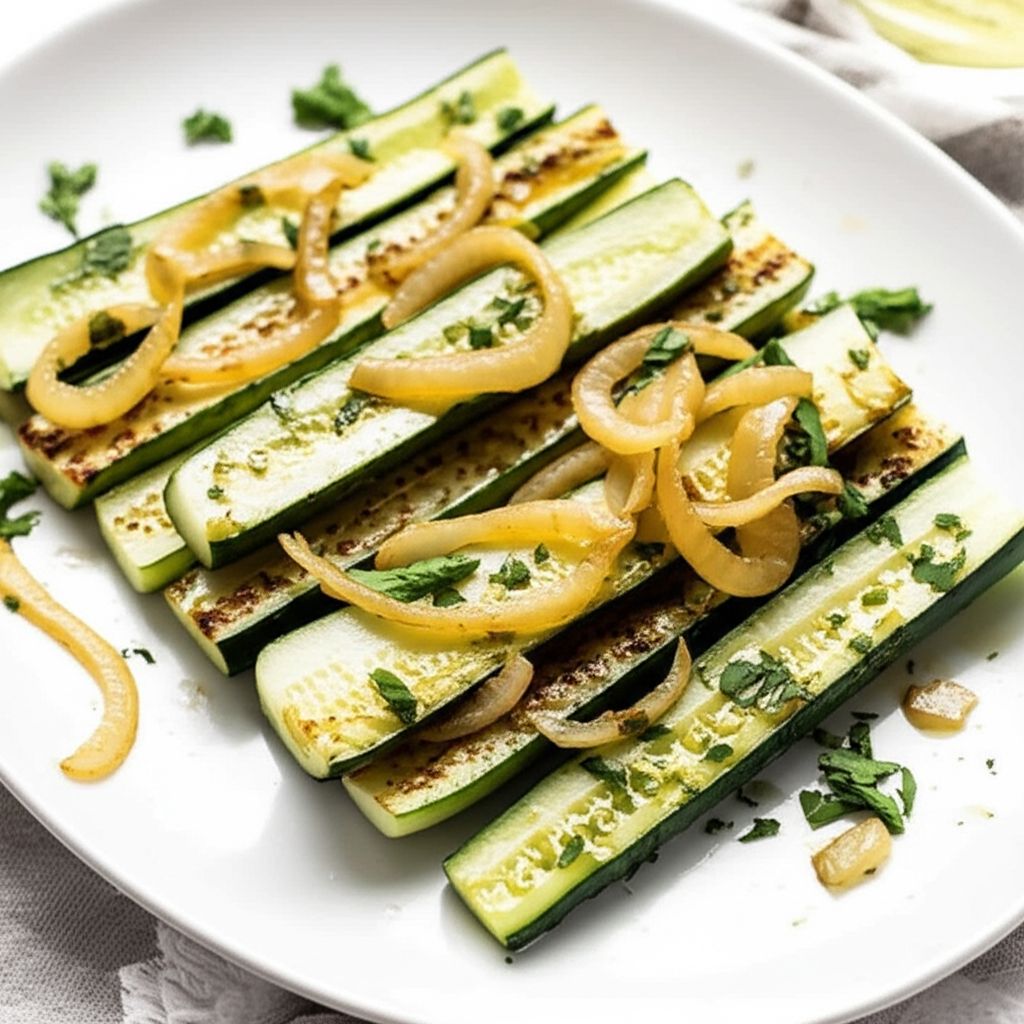 Roasted Cucumbers with Onions and Herbs
