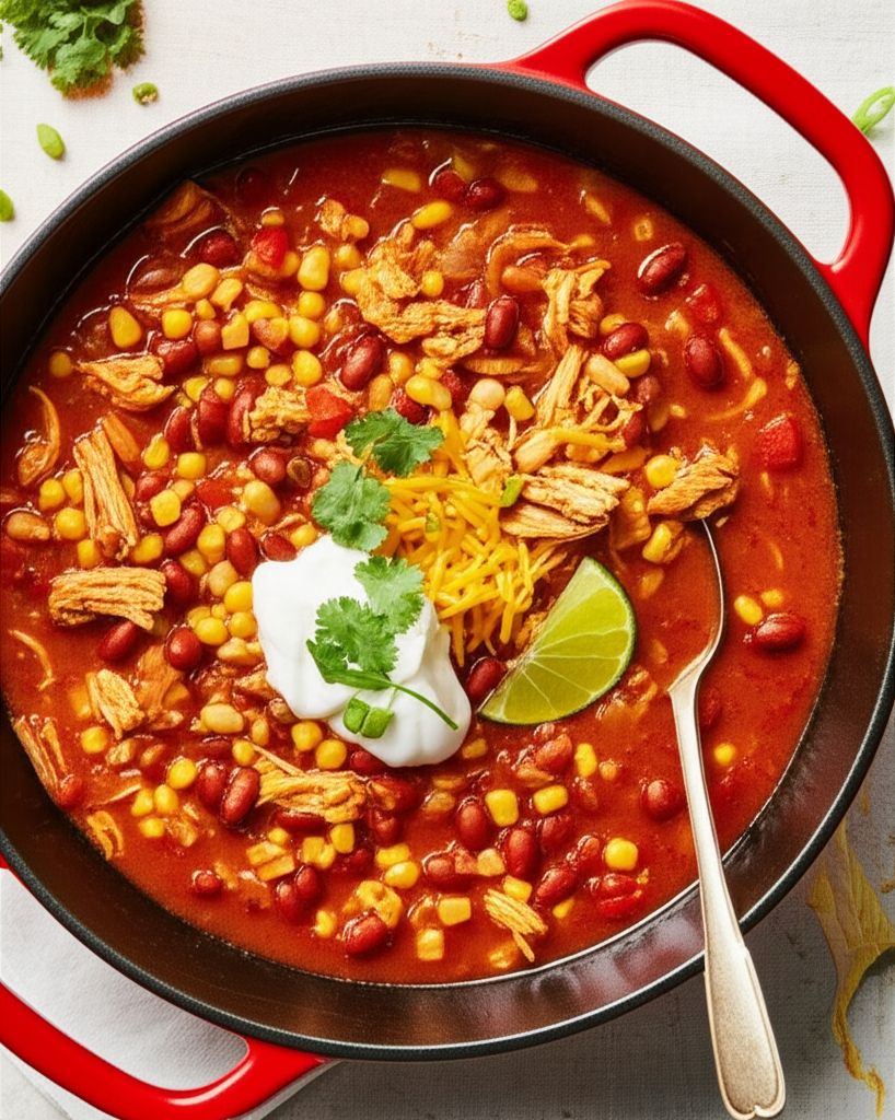 Rotisserie Chicken Chili With Hominy and Chiles