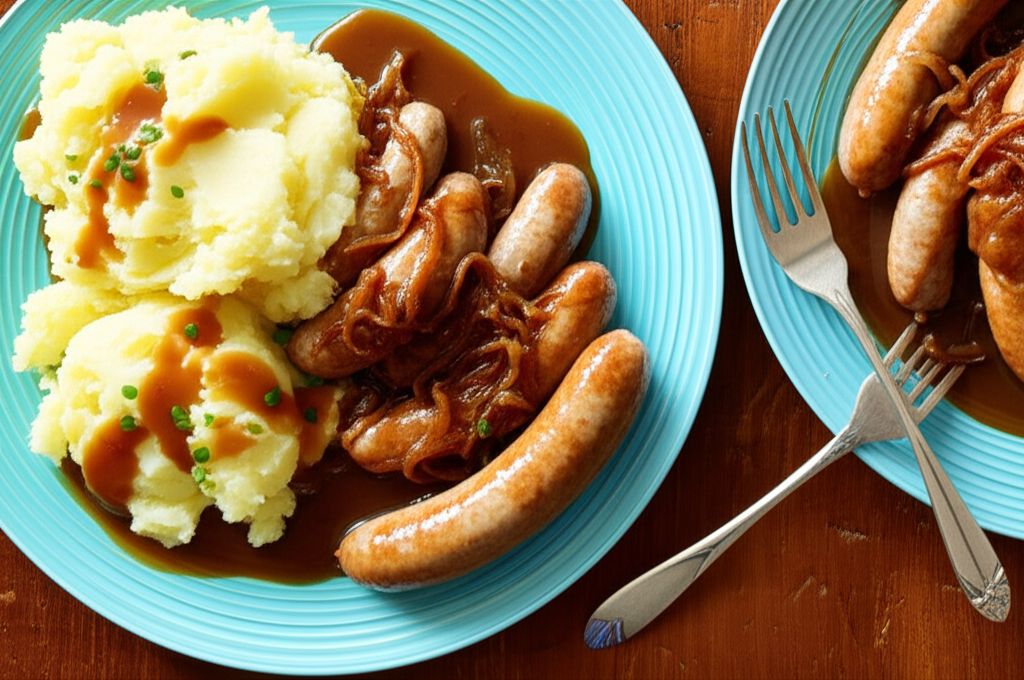 True Bangers and Mash with Onion Gravy