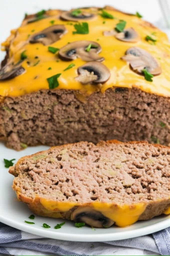 Cheeseburger Meatloaf with Mushroom Sauce