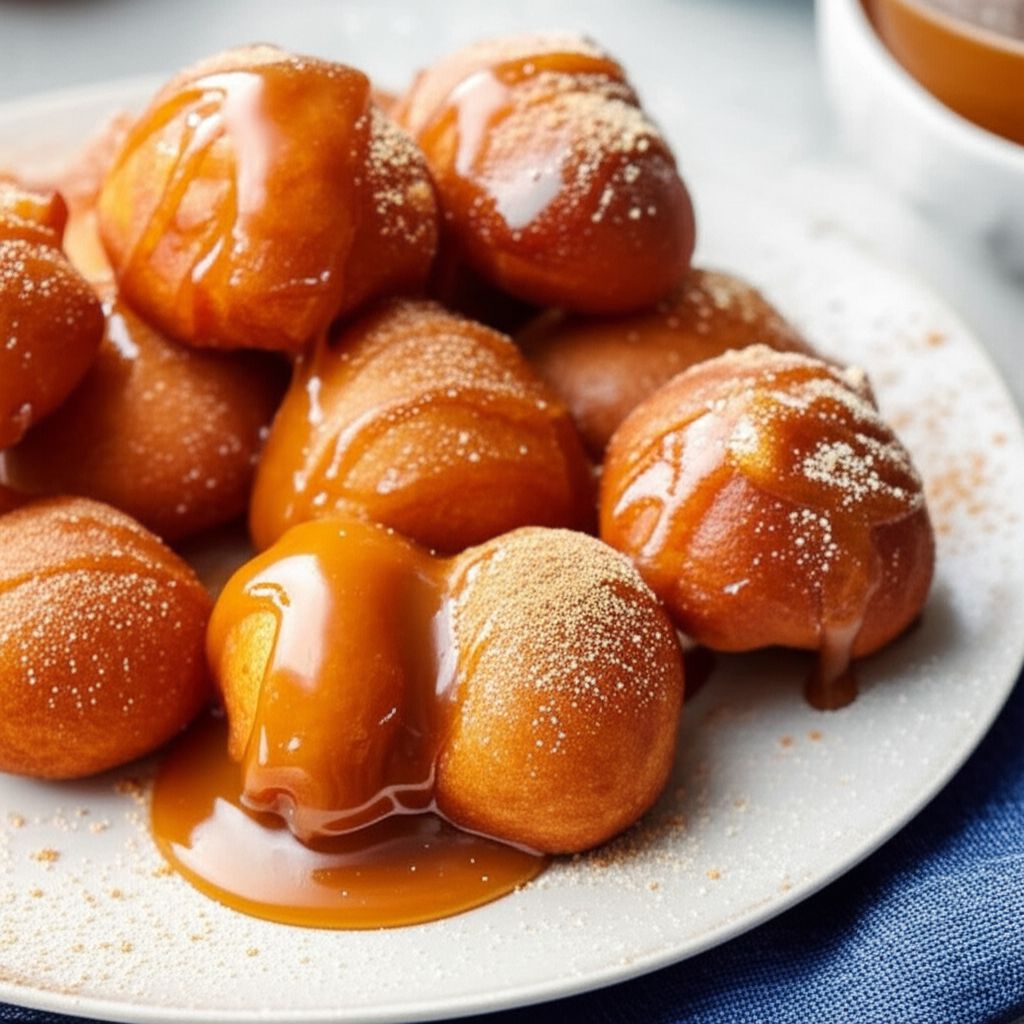 Cinnamon Apple Beignets with Caramel Sauce