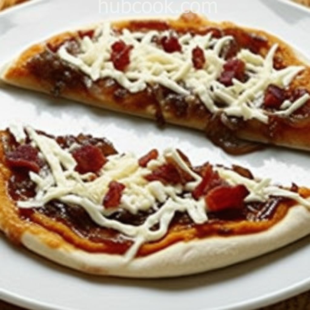 Pumpkin Hummus, Caramelized Onion and Fontina Cheese Pizzas