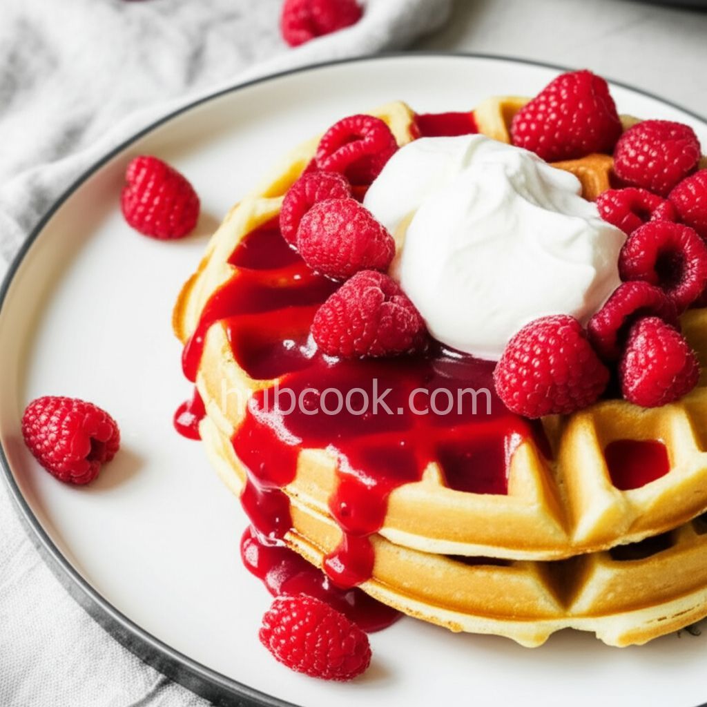 Eggnog-Raspberry Belgian Waffles