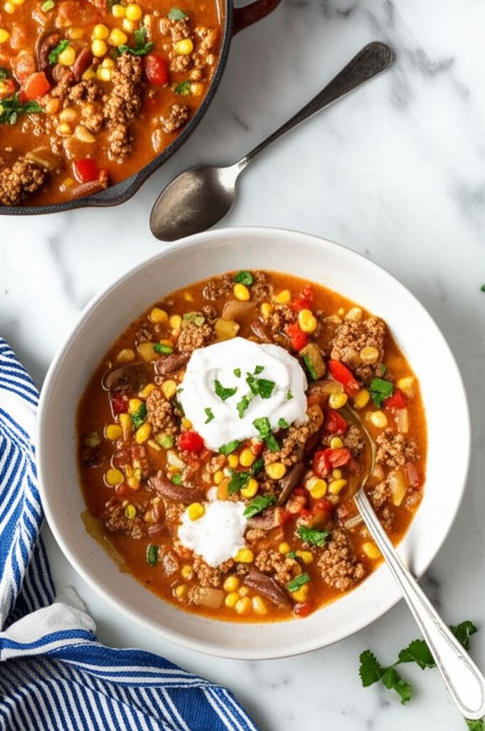 Savory Chorizo Sausage, Rice & Bean Soup