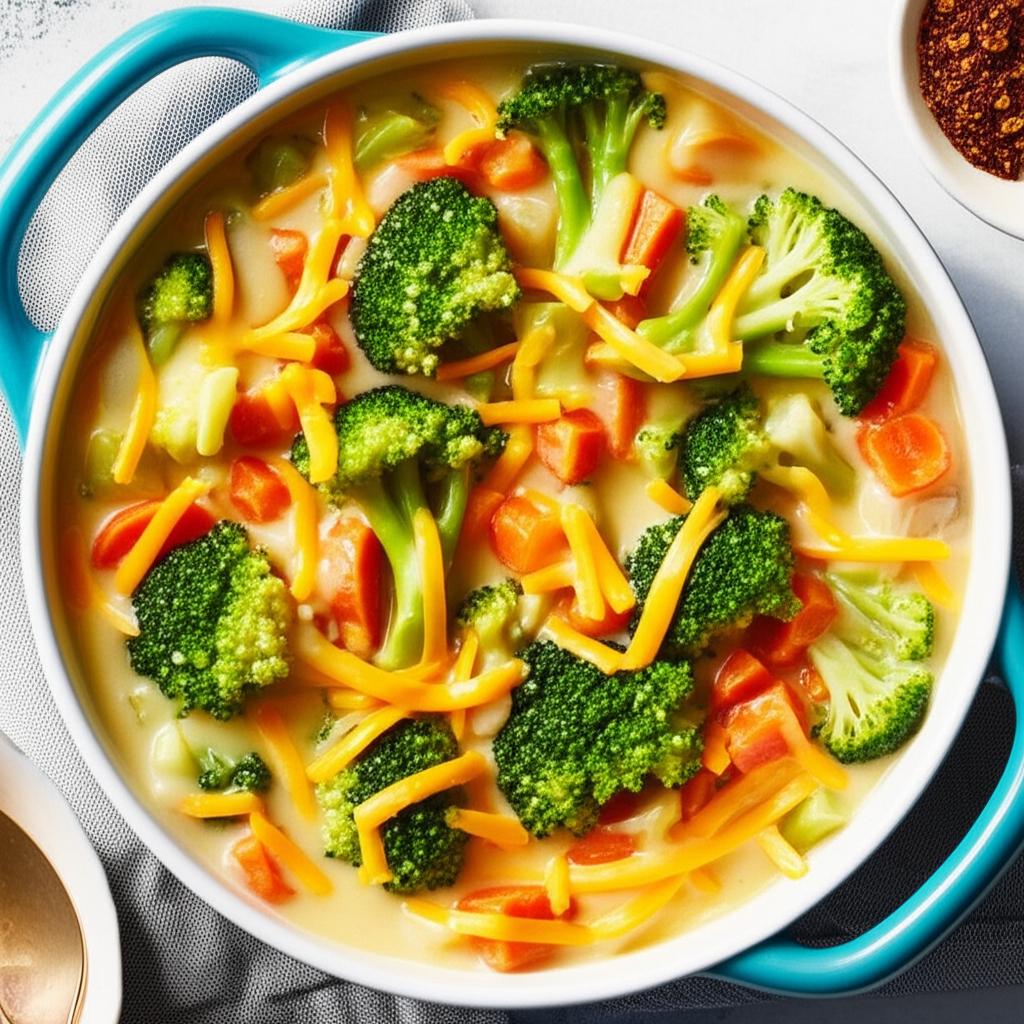 Cheesy Broccoli and Vegetable Soup