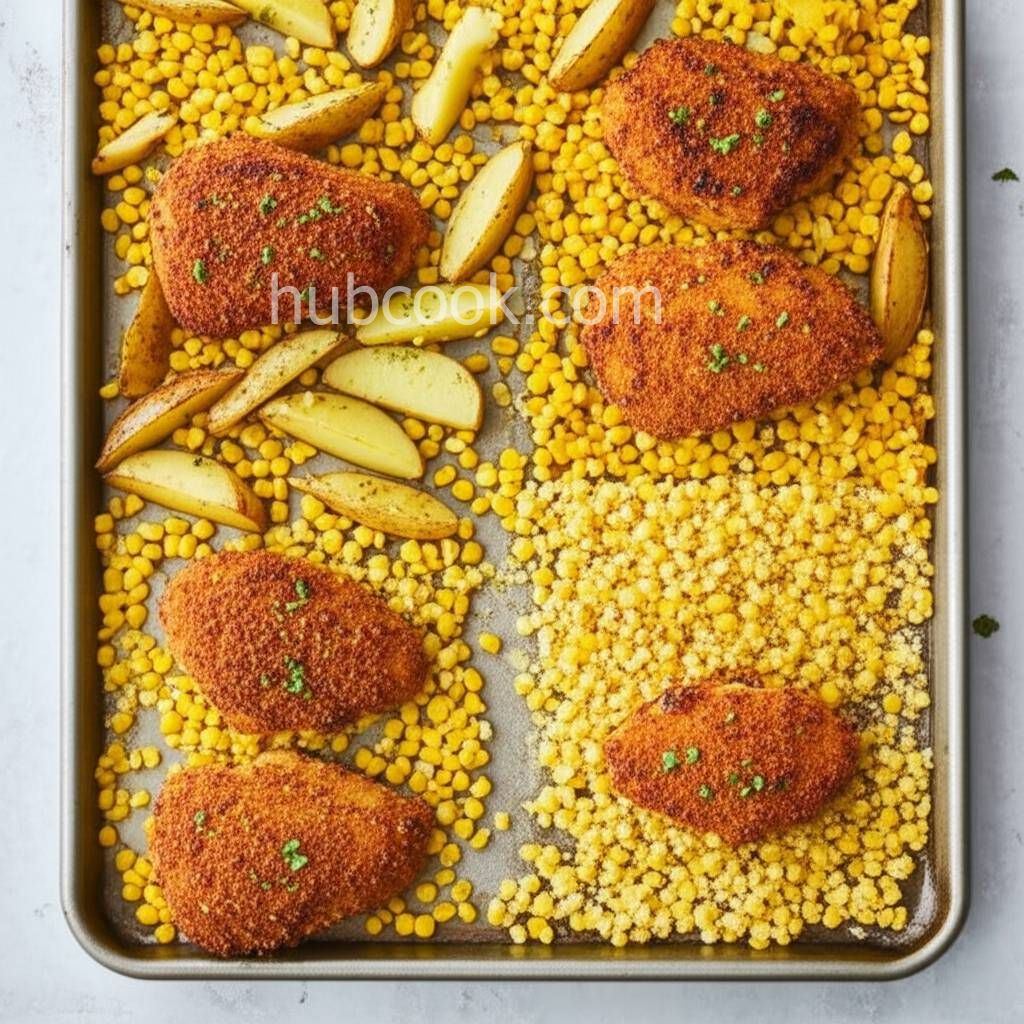Honey Mustard Chicken Sheet Pan Dinner with Potatoes and Corn