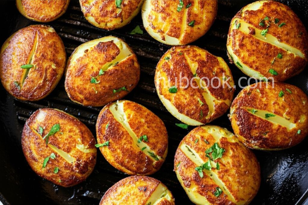 Backyard Skillet Smashed Potatoes and Onions