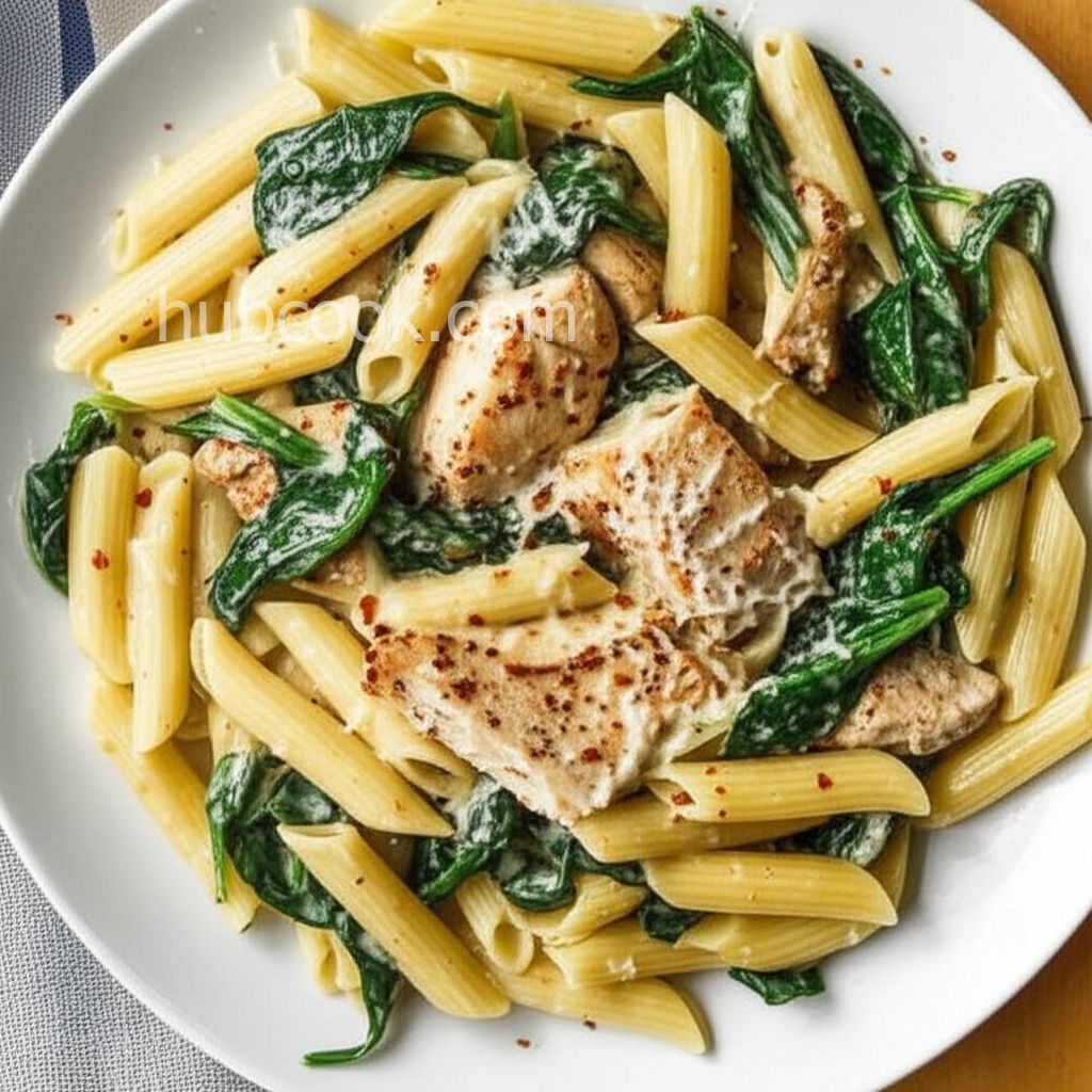 Spinach and Grilled Chicken Penne