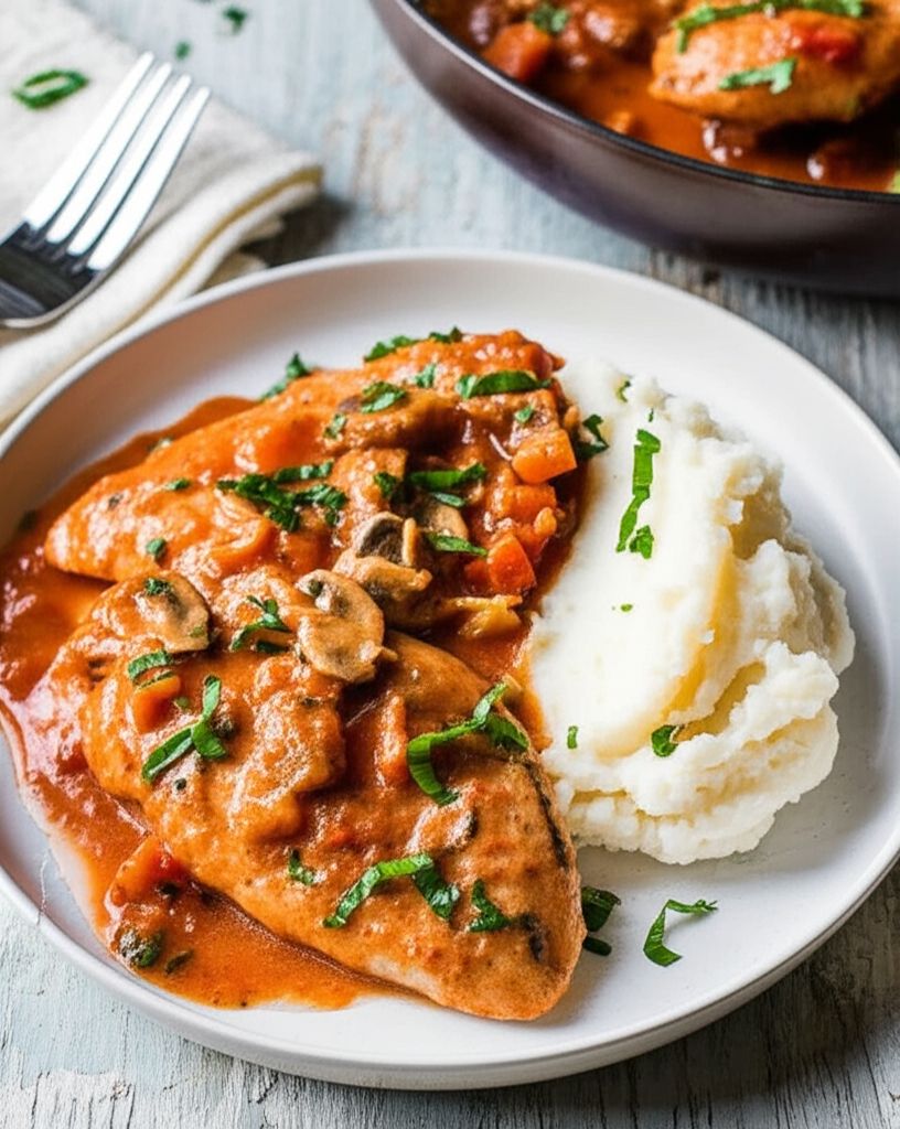 Chicken Cacciatore with Creamy Mashed Potatoes