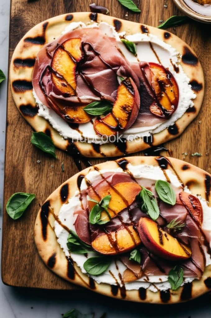 Grilled Prosciutto and Peach Flatbread Pizza