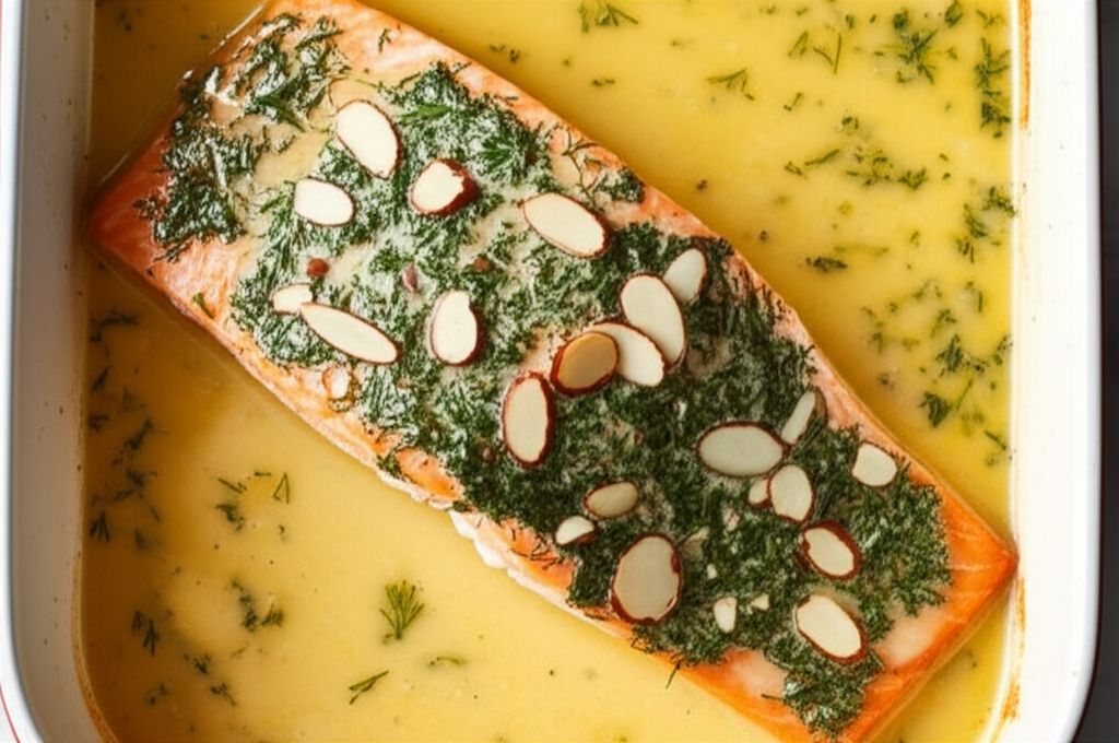 Lemon Dill Salmon with Garlic, White Wine, and Butter Sauce