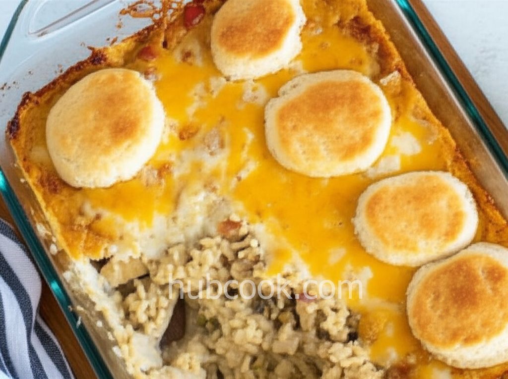 Chicken, Rice, and Biscuit Casserole