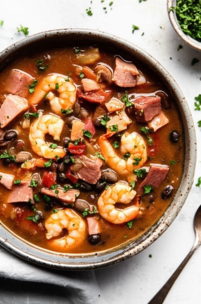 Leftover Ham and Shrimp Slow Cooker Gumbo