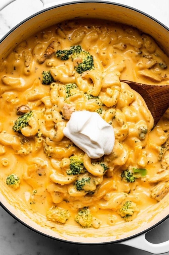 One-Pot Cheesy Bacon Ranch Pasta with Chicken and Broccoli