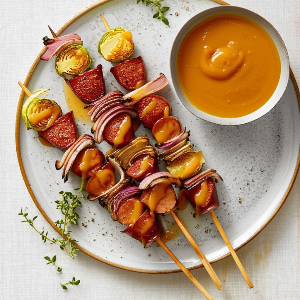 Smoked Sausage Stackers with Honey Mustard Sauce