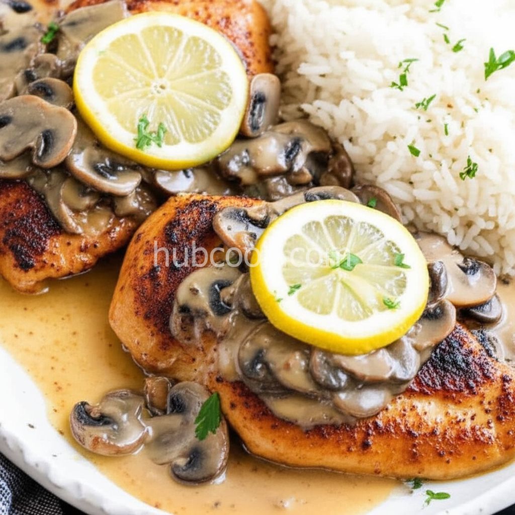 Baked Lemon Chicken with Mushroom Sauce